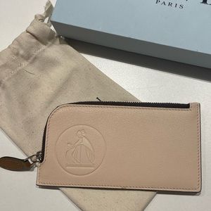 Lanvin Large Zip Card Wallet in Tan Leather